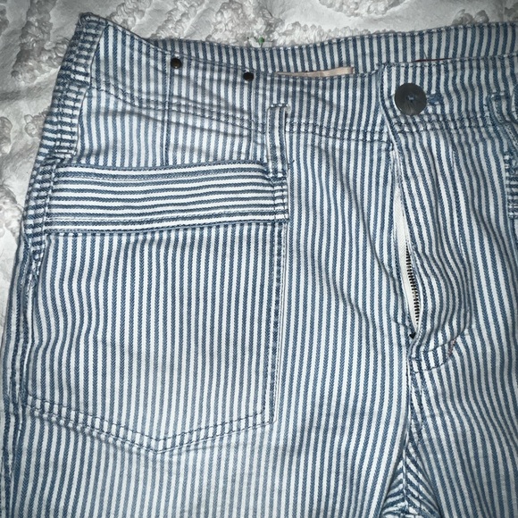 Anthropologie Pilcro Cropped Utility Jeans Railroad Striped Pants Size 28 - Picture 6 of 11